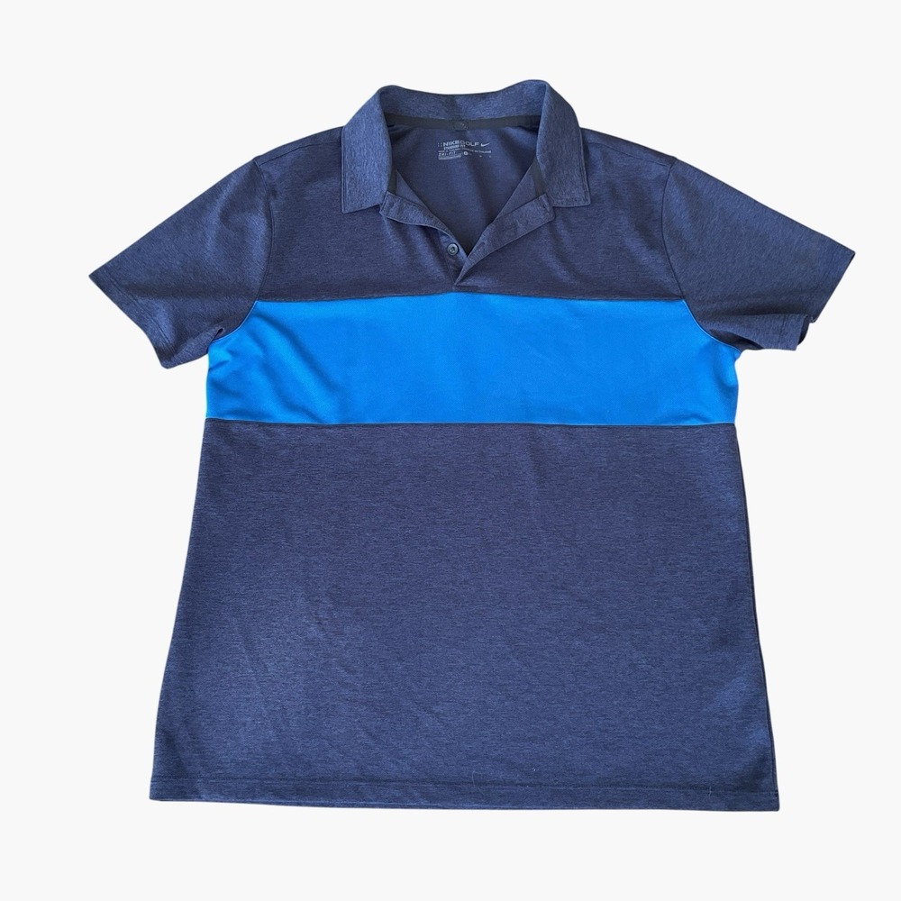 Nike Golf Dri-FIT Standard Fit Men's Colorblock Polo Shirt Green and Navy Size L